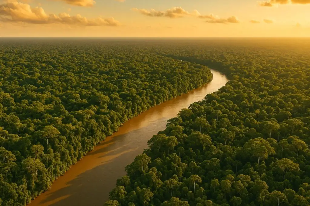Veduta aerea della foresta amazzonica in Bolivia, area del progetto La Paz